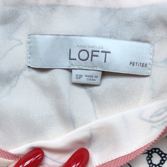 Nude Cream Peach Abstract Drawing Floral Sleeveless Ribbon Dress - Picture 6 of 7